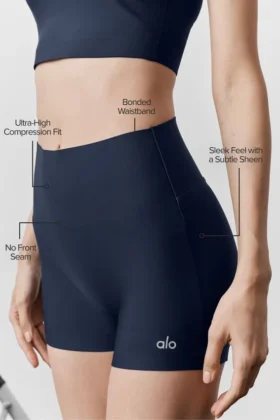 3″ High-Waist Airlift eleganta shorts – marinblå