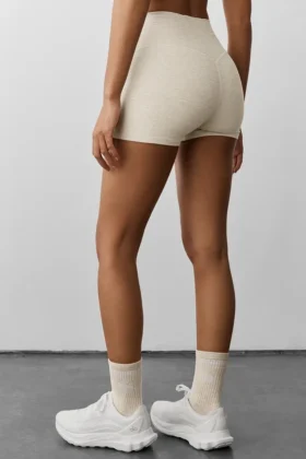 3″ High-Waist Alosoft Carefree Shorts – Oatmeal Heather