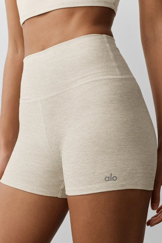 3" High-Waist Alosoft Carefree Shorts – Oatmeal Heather