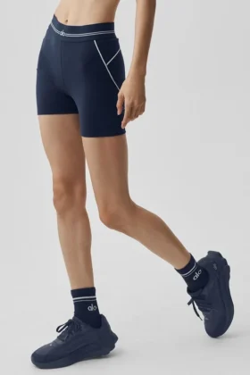 4" Airbrush Heart Throb-shorts med High-Waist – Navy/White
