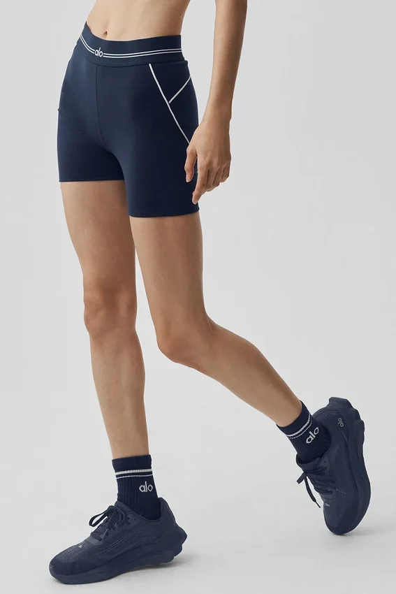 4" Airbrush Heart Throb-shorts med High-Waist – Navy/White