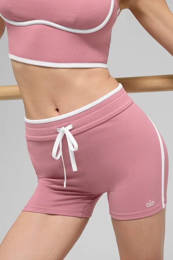 4" Airbrush Race Pace-shorts med High-Waist – Pink Wild Rose/White
