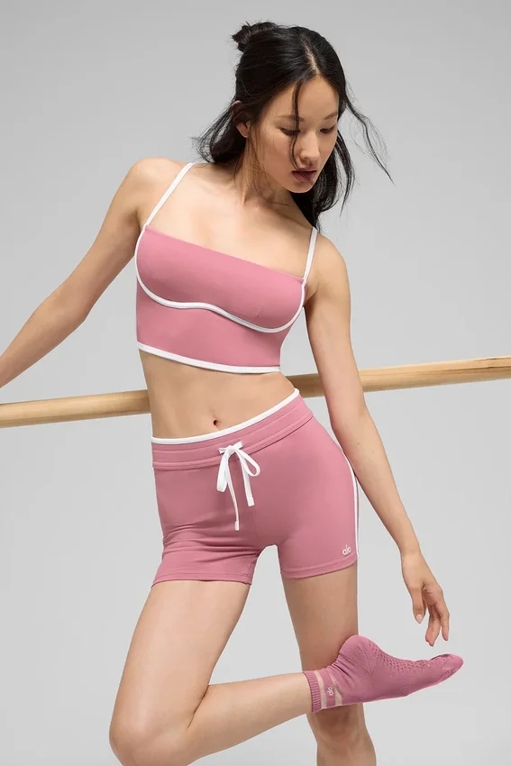 4" Airbrush Race Pace-shorts med High-Waist – Pink Wild Rose/White