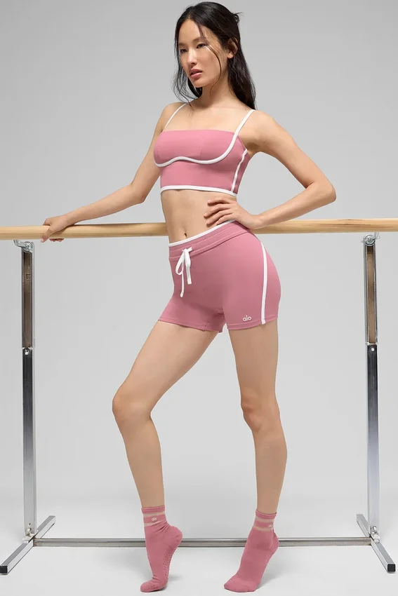 4" Airbrush Race Pace-shorts med High-Waist – Pink Wild Rose/White