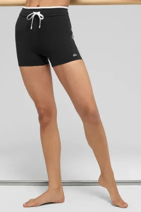 4" Airbrush Race Pace-shorts med High-Waist – svart/vit