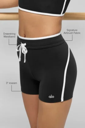4″ Airbrush Race Pace-shorts med High-Waist – svart/vit