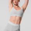 4” Alosoft High-Waist Heart Throb Short – Athletic Heather Grey/White