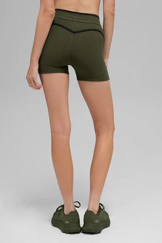 4" High-Waist Airbrush Race Pace Shorts – grön oliv/svart