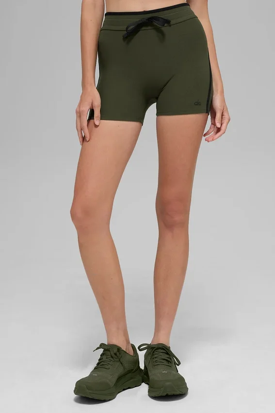 4" High-Waist Airbrush Race Pace Shorts – grön oliv/svart