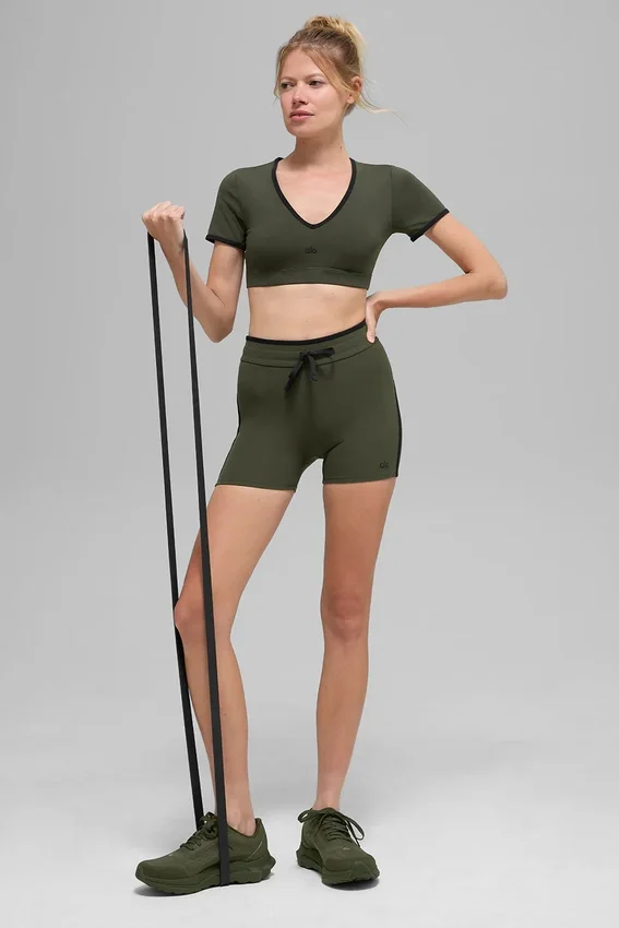 4" High-Waist Airbrush Race Pace Shorts – grön oliv/svart