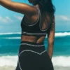 4" High-Waist Airbrush-shorts med hjärtmönster – svart/vit