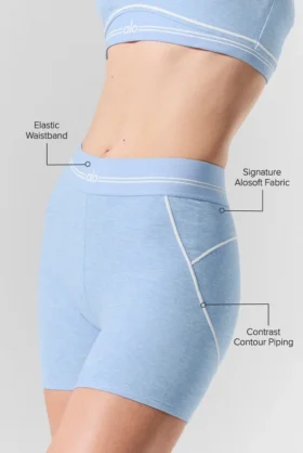 4” High-Waist Alosoft Heart Throb-shorts – Seashell Blue Heather/White