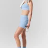 4” High-Waist Alosoft Heart Throb-shorts – Seashell Blue Heather/White