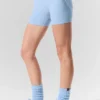 4” High-Waist Alosoft Heart Throb-shorts – Seashell Blue Heather/White