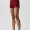 4" sömlösa modal-Shorts med ribbad struktur och High-Waist-modell – Summer Romance Red