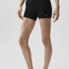 4" sömlösa ribbade High-Waist-shorts i modal – svarta