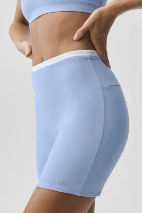 5″ Airbrush Double Up Shorts – Ljus provenceblå/vit