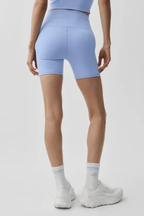 5″ Airbrush-High-Waist Biker Shorts – ljus provenceblå