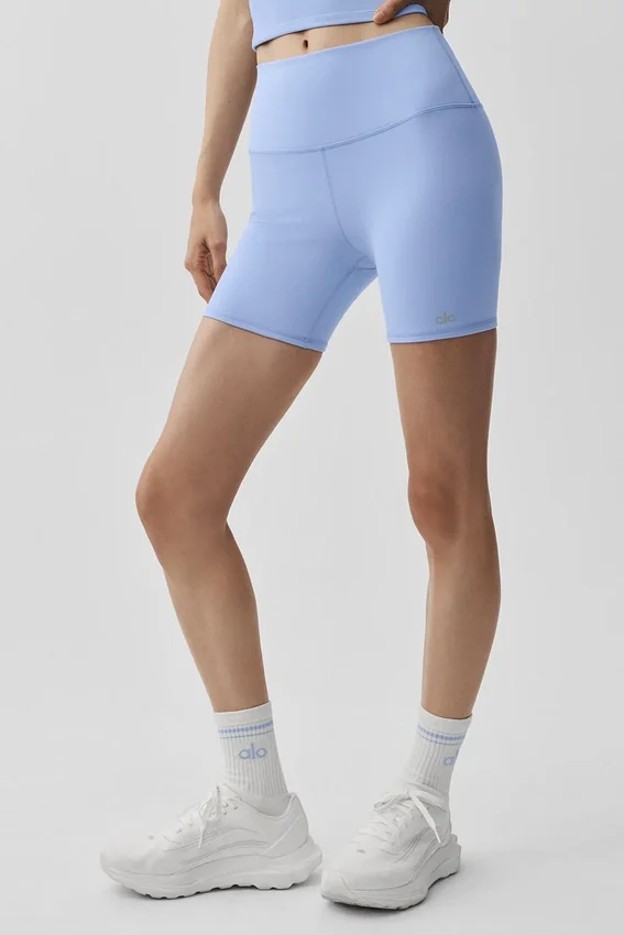 5" Airbrush-High-Waist Biker Shorts – ljus provenceblå