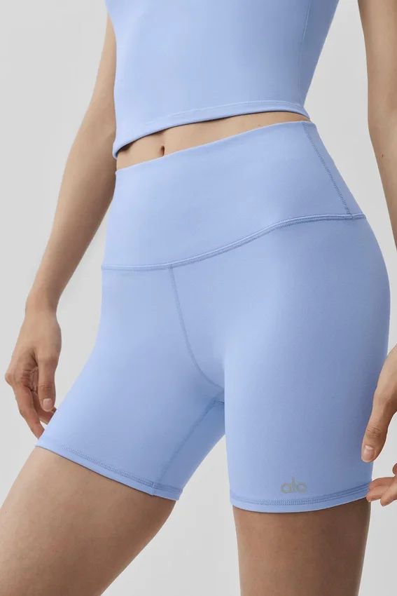 5" Airbrush-High-Waist Biker Shorts – ljus provenceblå