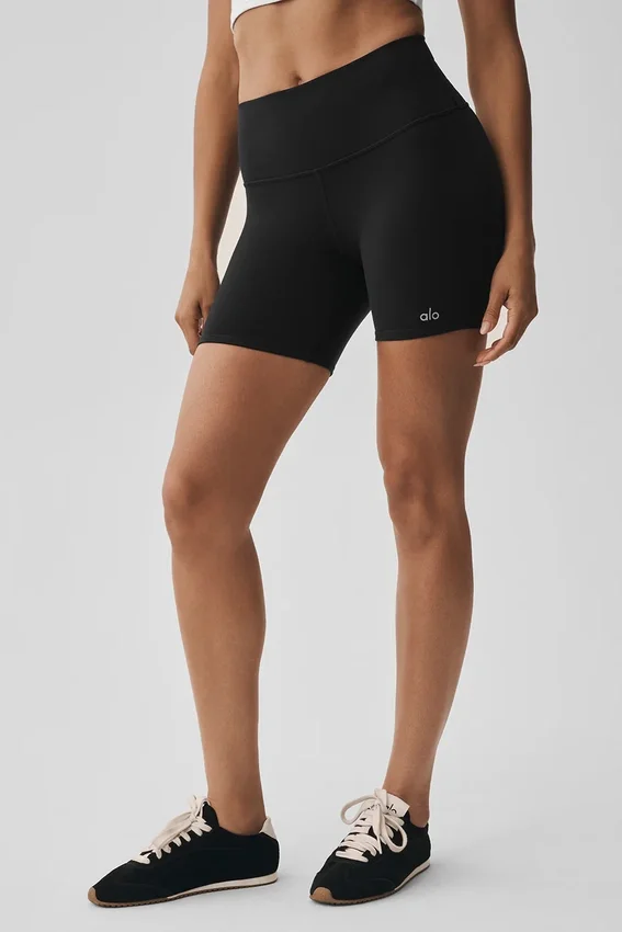 5" Airbrush-high-waist bikershorts – Svart