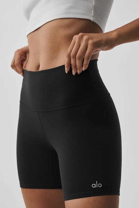 5" Airbrush-high-waist bikershorts – Svart