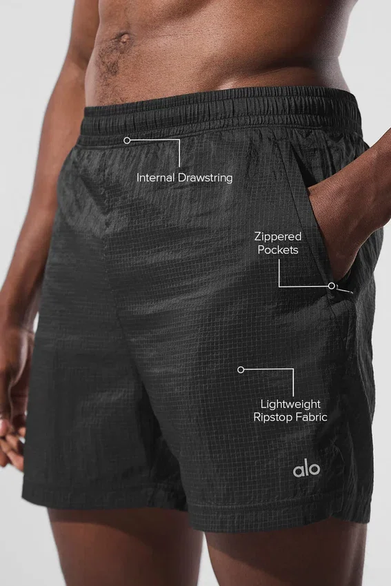 5" Game Time Ripstop 2-i-1 Shorts – svart/svart