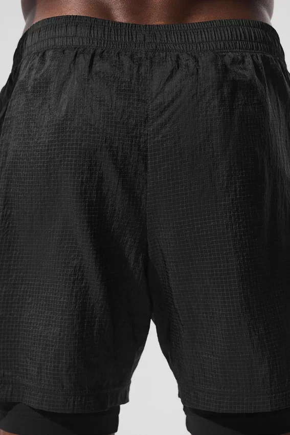 5" Game Time Ripstop 2-i-1 Shorts – svart/svart