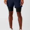 5" Revival 2-i-1-shorts – marinblå/svart
