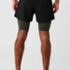 5" Revival 2-i-1 Shorts – Svart/Stealth Green