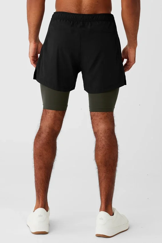 5" Revival 2-i-1 Shorts – Svart/Stealth Green