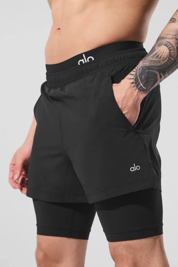 5" Revival 2-i-1 Shorts – Svart/Svart