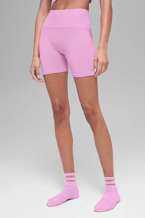 5" sömlösa ribbade Favorite-shorts – Candy Heart Pink