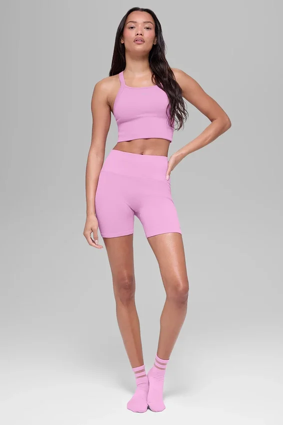 5" sömlösa ribbade Favorite-shorts – Candy Heart Pink