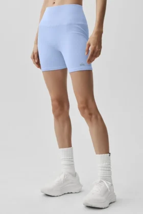 5" sömlösa ribbade Favorite-shorts – ljus provenceblå