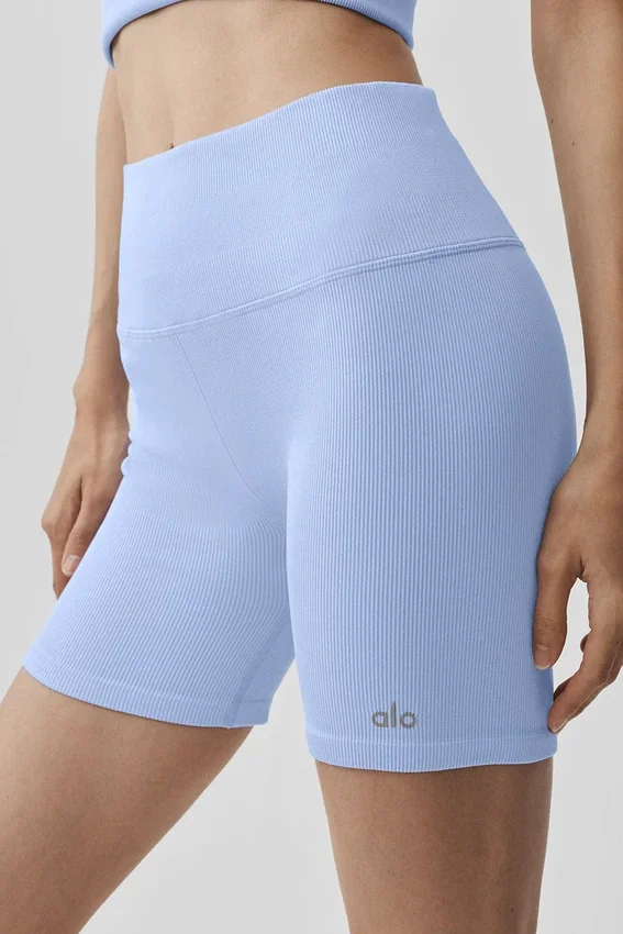 5" sömlösa ribbade Favorite-shorts – ljus provenceblå