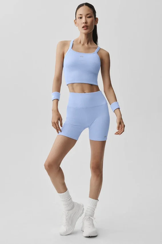 5" sömlösa ribbade Favorite-shorts – ljus provenceblå