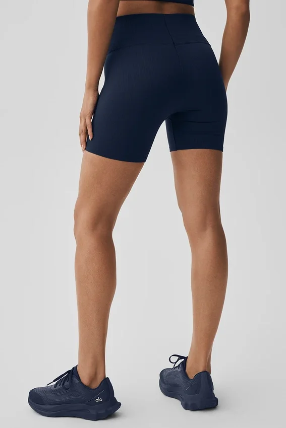 5" sömlösa ribbade Favorite-shorts – Navy