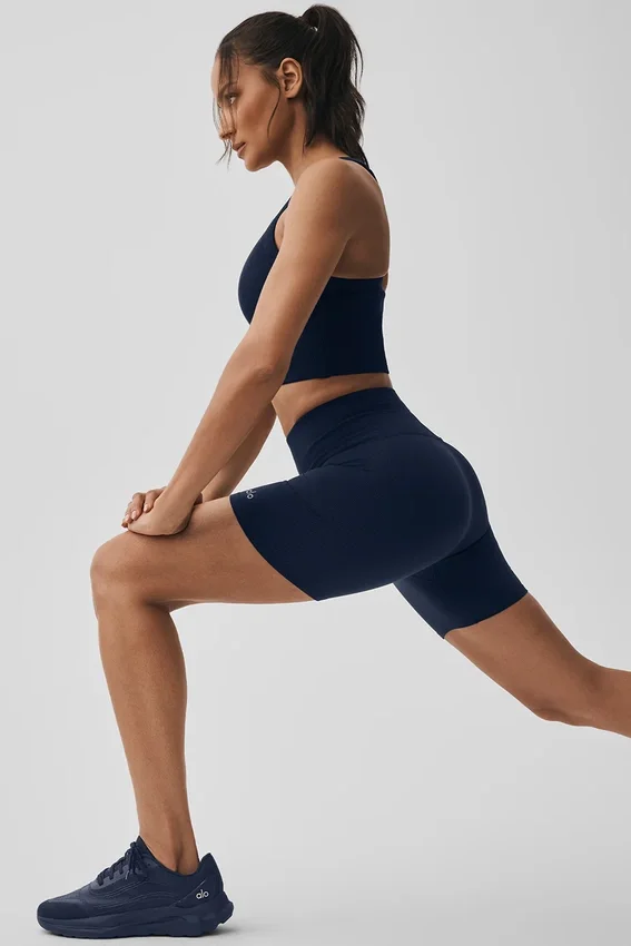 5" sömlösa ribbade Favorite-shorts – Navy