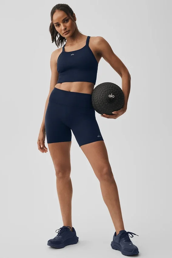 5" sömlösa ribbade Favorite-shorts – Navy