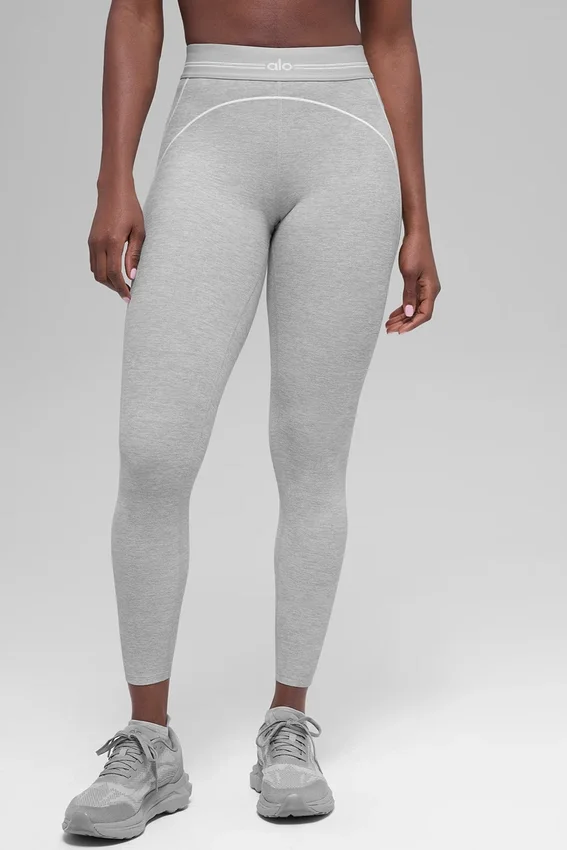 7/8 High-Waist Alosoft Heart Throb Legging – Athletic Heather Grey/Whi