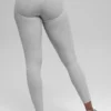 7/8 High-Waist Alosoft Heart Throb Legging – Athletic Heather Grey/Whi