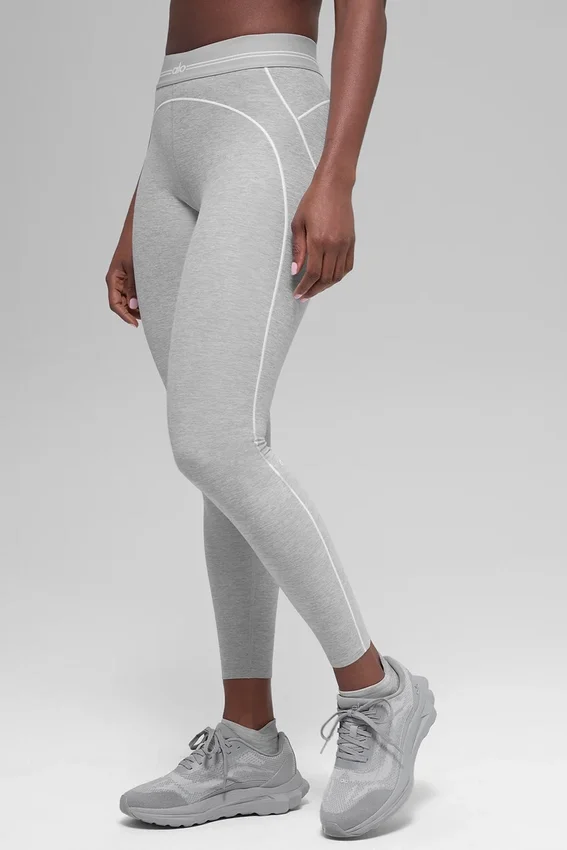 7/8 High-Waist Alosoft Heart Throb Legging – Athletic Heather Grey/Whi