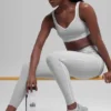 7/8 High-Waist Alosoft Heart Throb Legging – Athletic Heather Grey/Whi