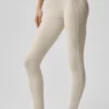 7/8 High-Waist Alosoft Heart Throb Leggings – Oatmeal Heather/White