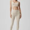 7/8 High-Waist Alosoft Heart Throb Leggings – Oatmeal Heather/White
