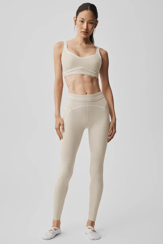 7/8 High-Waist Alosoft Heart Throb Leggings – Oatmeal Heather/White