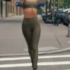 7/8-långa High-Waist Airlift Legging – Olive Tree