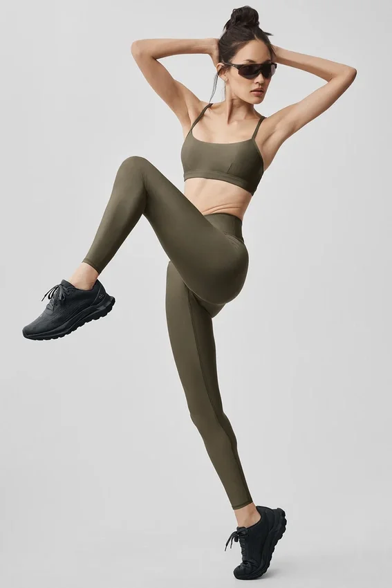 7/8-långa High-Waist Airlift Legging – Olive Tree