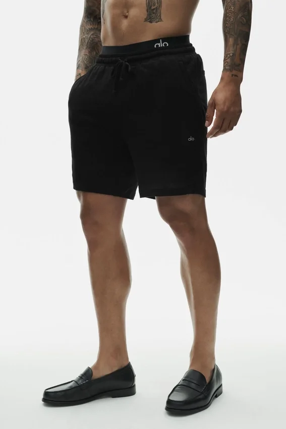 7" Linen Jersey Coastal Shorts - Black